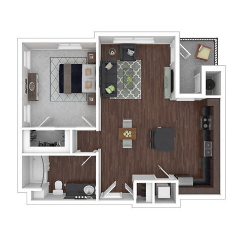 a floor plan of a 1 bedroom apartment at the residences at silver hill in suitland,